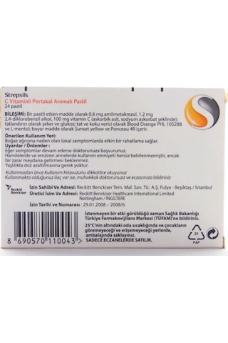 Strepsils Vitamin C Orange 24 Pastil | Portakal Aromalı
