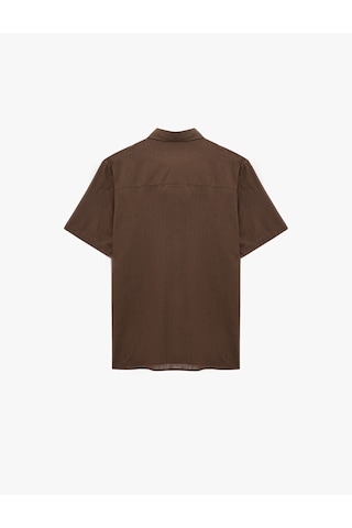 Koton Regular Fit Klasik Yaka Pamuklu Kısa Kollu Gömlek Koyu Kahverengi 6sam60012hw Koyu Kahve