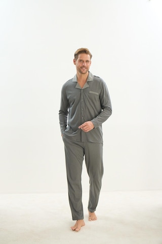 Erkek Uzun Kol Gömlek Yaka Önden Düğmeli Yeşil Pijama Takım C7t2n5o9 001