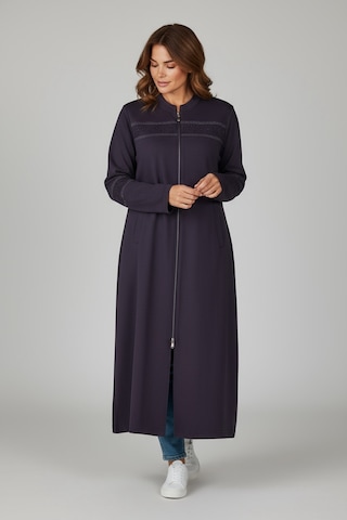 Kadın Önü Fermuarlı Desenli Cepli Mevsimlik Kap Mor