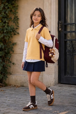 Minigimin Cicileri Polo Yaka Kısa Kol Unisex Çocuk Okul Tşörtü - Sarı