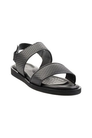 Siyah Baskılı Hakiki Deri Erkek Sandalet E05801041703 Siyah