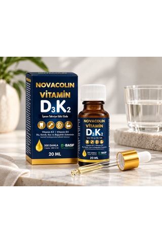 Novacolin Vitamin D3 K2 Damla 1000 Iu D3 + K2 Mk-7 20 Ml