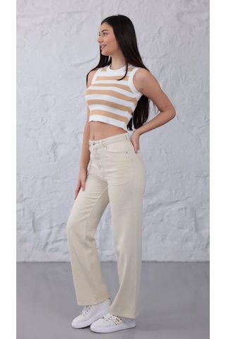 Eseclass Palazzo Denim Jean Krem Pantolon Bej