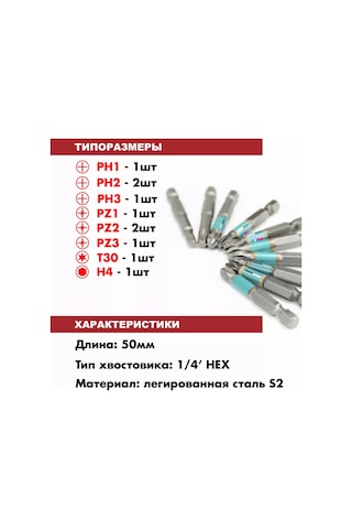 Whirlpower Manyetik Uç Seti Ph Pz Hex T 50mm 10 Adet 269384289