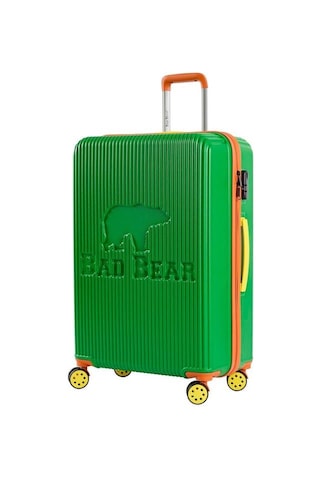 Bad Bear Logo Suitcase 23.01.80.001y Yeşil Büyük Boy Tekerlekli Abs Valiz 95 Lt. Yeşil