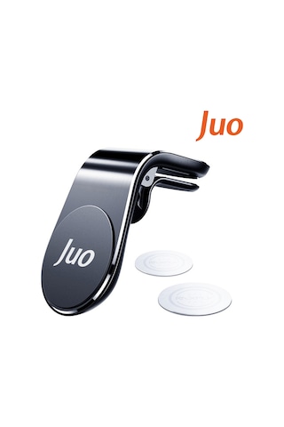 Juo Havalandırma Izgarası İçin Manyetik Mıknatıslı Telefon Tutucu + 2 Adet Manyetik Plaka Siyah