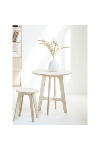 Woodesk Breva, Ahşap Orta Sehpa, Coffee Table, 60x60 Beyaz Renk