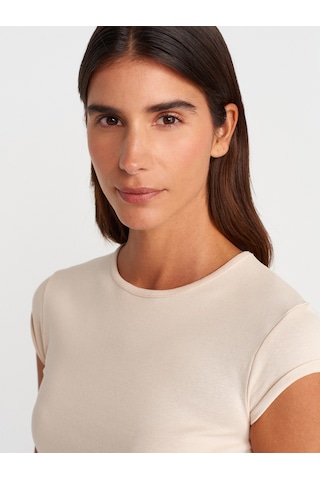Dilvin 31779 Bisiklet Yaka Basic T-shirt-taş Taş