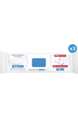 Sleepy Easy Clean Çamaşır Suyu Katkılı Mopa Uyumlu Yer Temizlik Havlusu&Mendili 3x50 (150 Yaprak)