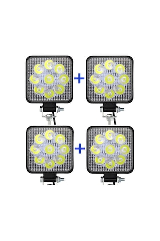 Off Road Sis Farı Sis Lambası 9 Led Kare 4 Lü Paket