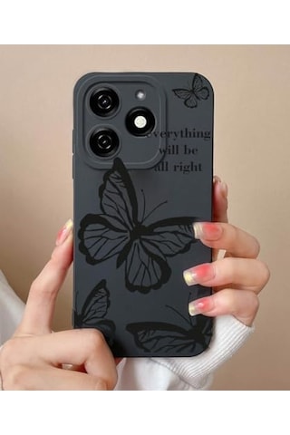 Tecno Spark 20 Pro İle Uyumlu Siyah Kılıf Üzerine Uv Baskılı Desenli Telefon Kılıfı Şık, Dayanıklı Ve Hafif Koruma Kılıfı Özel Tasarım İle Estetik Görünüm Everygood