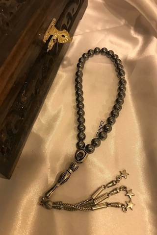 Tespih Terahertz Doğal Taş Tesbih Gümüş İmameli Ahşap Kutulu Frekans Çok Renkli