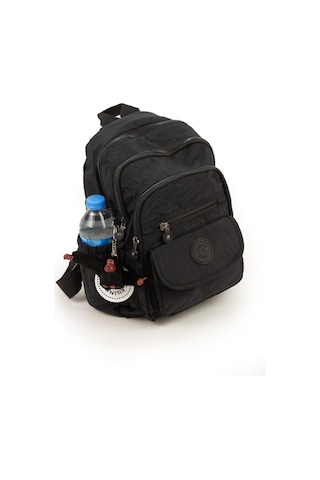 Krinkıl / Klinkır Su Geçirmez Ithal Kumaş Çok Gözlü Günlük Küçük Kadın Sırt Çantası Siyah 8317 Siyah