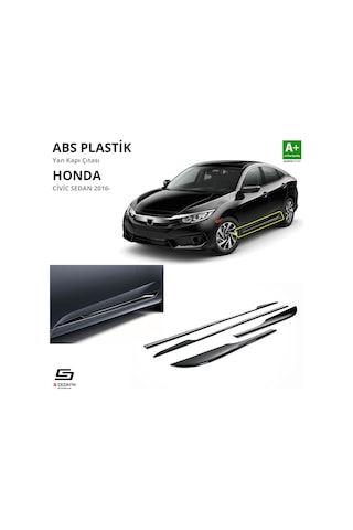 S-dizayn Honda Civic Fc5 Abs Plastik Yan Kapı Çıtası Parlak Siyah 4 Prç. 2016-2021 A+kalite