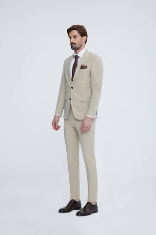Ysf Erkek Bej Slim Fit Sivri Yaka Takım Elbise Bej