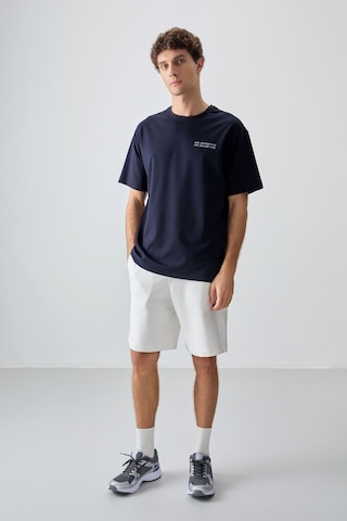 Air Jones Tommy Life Lacivert Pamuklu Kalın Yumuşak Dokulu Oversize Fit Baskılı Erkek T-shirt - 88375 Lacivert