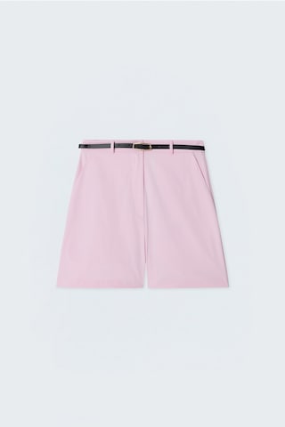 Sateen Keten Görünümlü Şort - Pembe-137761