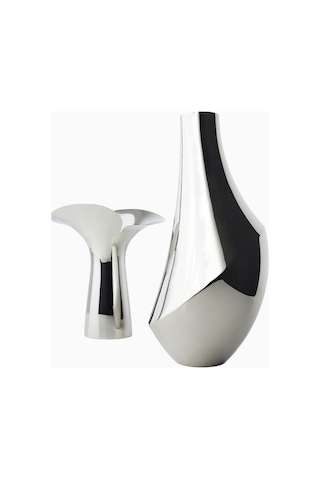 Georg Jensen Flora Large Paslanmaz Çelik Iskandinav Tarzı, Dekoratif Vazo Gümüş
