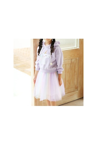 Unicorn Sweatshirt Ve Parlak Tul Tutu Etek Kombin Mor
