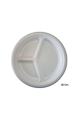 Roll-up Nature Ekolojik Karton Kağıt Tek Kullanımlık 3 Bölmeli Tabak - 26 Cm. - 50 Adetlik 1 Paket Diğer