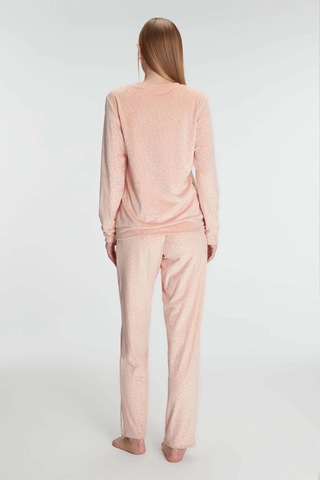 Uzun Kol Sweatshirt Ve Pantolon Takım Pijama Takımı Şeftali