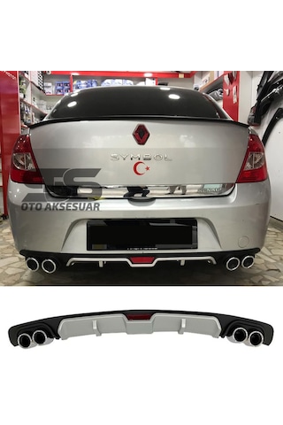Renault Symbol Difüzör Arka Tampon Eki 4 Egzoz Çıkışlı Gri