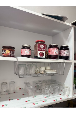 Magic Objects Metalik Dolap Içi Çelik Sepet Raf Kanguru 1 Parça Mutfak Gri