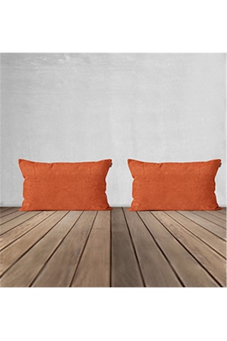 2'li Kadife Dokulu Kırlent Kılıfı Kiremit