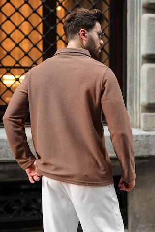 Madmext Vizon Gömlek Yaka Dokulu Regular Fit Erkek Sweatshirt E7203