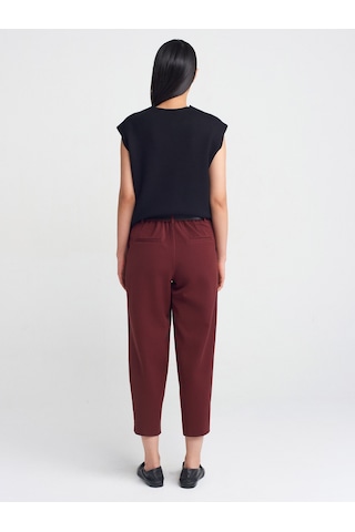 Dilvin 71590 Kemerli Crop Pantolon Bordo