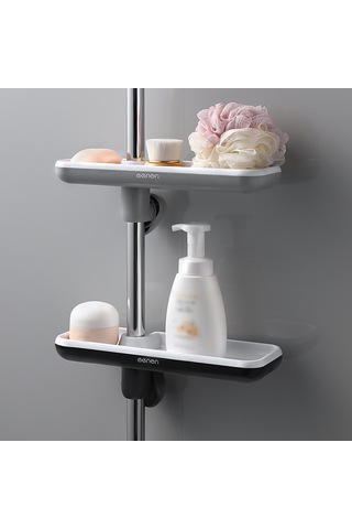 Lemestar Siyah Abs Duş Sıralayıcı, 360 Döner, Su Tüpü İçin 16-27mm , Delme Yok Kurulum, Su Akıtma Delikleri, Sponge/şampuan Tutucu, Çift Katlı, Mnsnh-805 Siyah