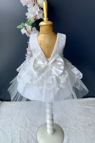 Kat Dantelli Gül Motif Kız Bebek Elbise PNPN159