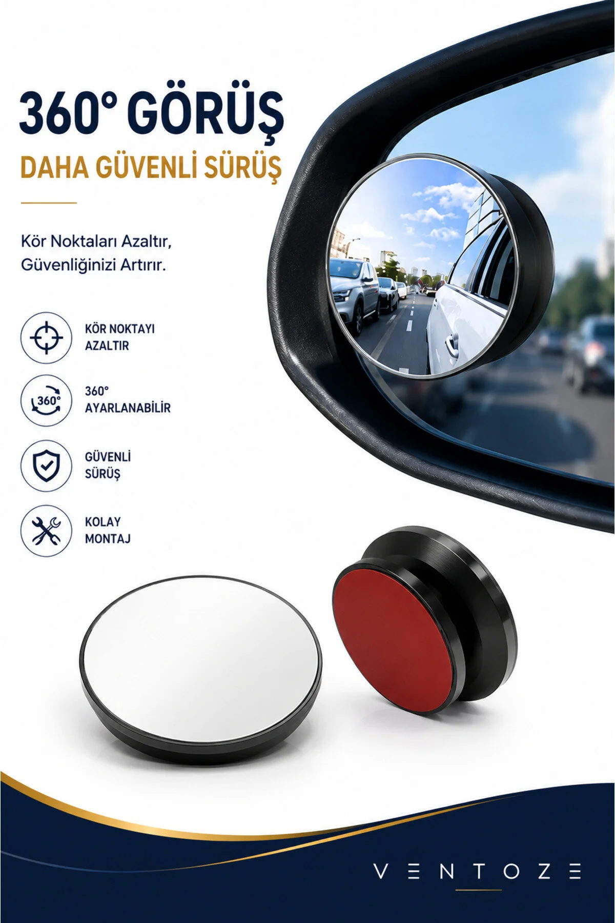 Kör Nokta Aynası Ayarlanabilir Geniş Açı Çerçevesiz Araç Yan Ayna 2 Adet