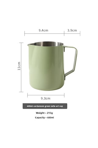 Geeroyoo 600ml Yeşil 304 Paslanmaz Çelik Kahve Latte Çubuğu - Ev Ve Kafe İçin Fırçalı Milk Frother, Modern Tasarım Diğer