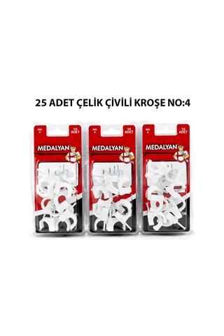 Medalyan Dl-40 Çelik Çivili Kroşe No 4 - 25'li Paket- 12'li Paket Diğer