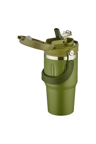 Shotay St-8166 Çift Kullanım Pipetli/rahat İçim Yeşil 650ml Çelik Termos Diğer