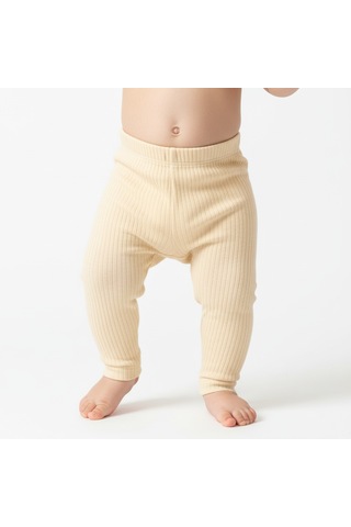 Ürünya Unisex Bebek %100 Pamuklu Fitilli Alt Tulum Bej