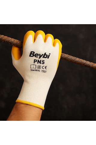 Beybi Pn5 Sarı Nitril İş Eldiveni Tam Kaplama 12 Li Paket