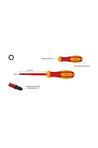 Ceta Form T20 X 100 Mm 1000v İzoleli Torx Uçlu Tornavida G04-020-100