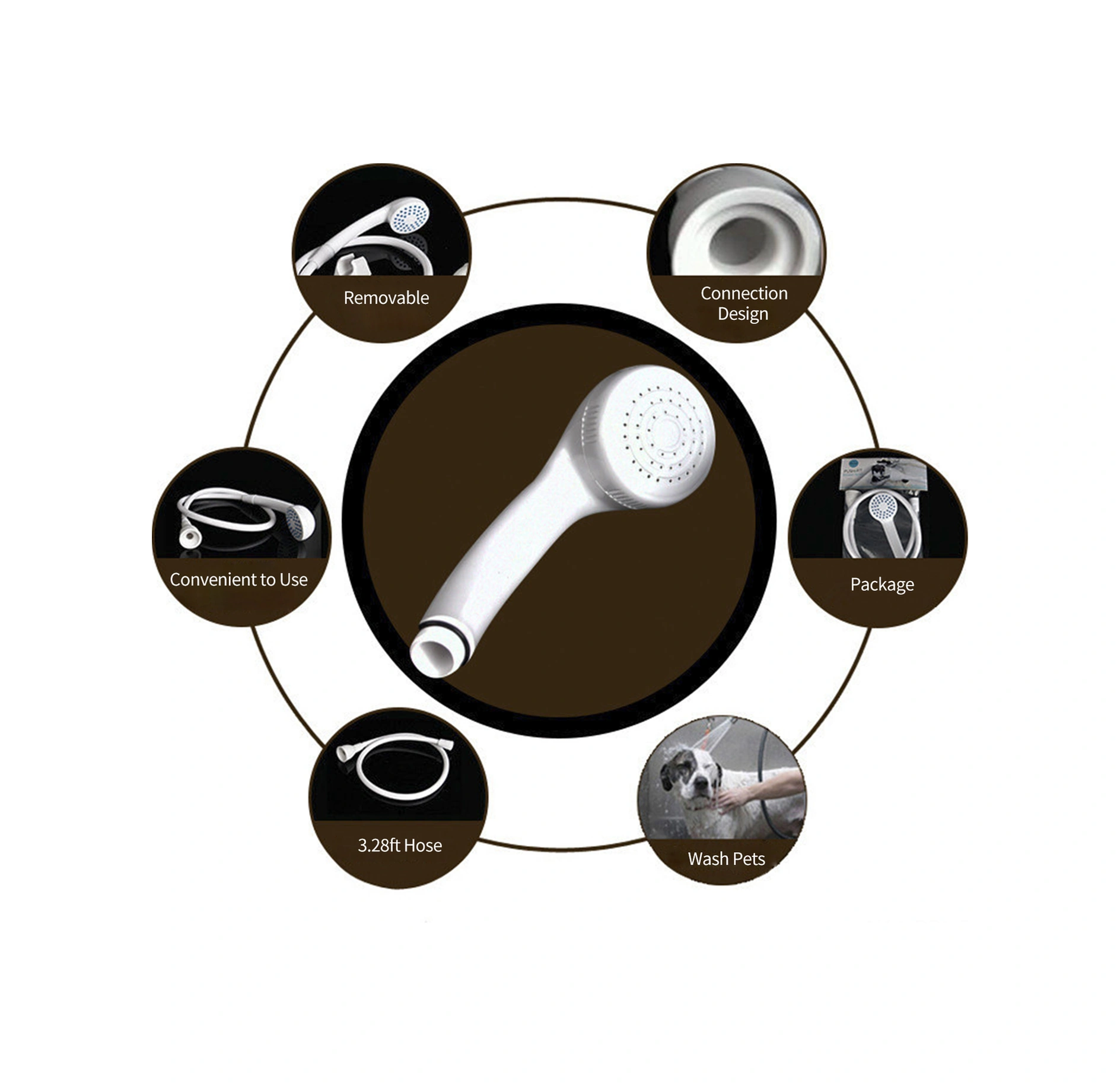 Padalink Evcil Hayvan Yıkama El Duşu Seti, 1m Esnek Hortumlu, Kolay Kurulum, Kedi Köpek Yıkamada Kullanım, Beyaz Renk Diğer