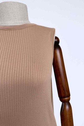 Merserize Kolsuz Elbise - Camel