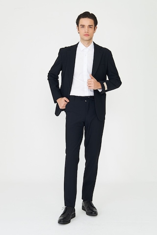 Siyah Modern Slim Fit Düz Kumaş Klasik Kesim Takım Elbise Siyah