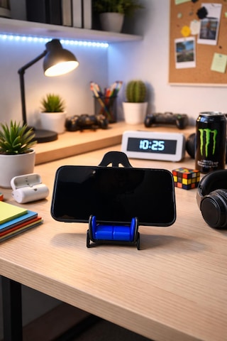 Koltuk Tasarımlı Telefon Standı Masa Üstü Telefon Tutucu Dekoru Hediye Alternatifi Mavi - Siyah