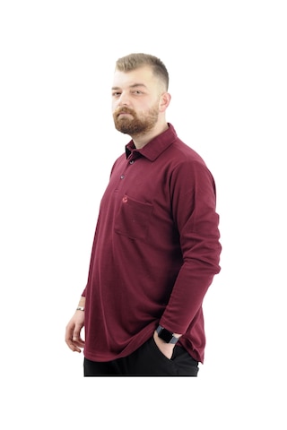 Mode Xl Büyük Beden Erkek Sweatshirt Polo Yaka Uzun Kol Waffle 23449 Bordo Bordo