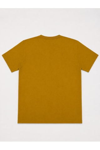Büyük Beden Sıfır Yaka Pike Kumaş Sade Erkek Battal Tshirt Sarı