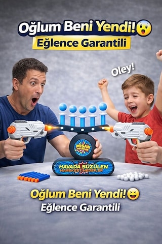 2 Tabancalı Havada Süzülen Top Hedef Vurma Oyunu Elektronik Atı