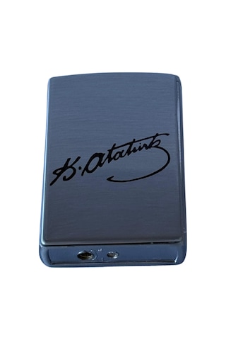 Premiumquality Tek Torch Pürmüz Gümüş Atatürk İmzalı Metal Puro Çakmağı