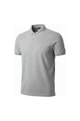 Vexor Erkek Pike Kumaş Düğmeli Yaka Regular Fit Günlük Kısa Kol Tişört T-shirt - Gri