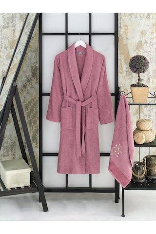 Bornoz - Nakışlı Havlu Seti Cora Mürdüm S/m+45x85cm Mürdüm